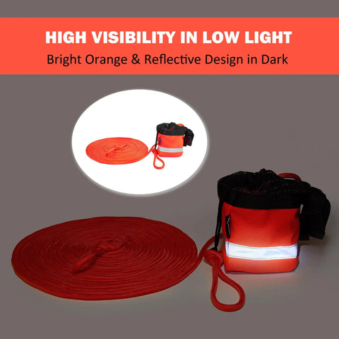 Rescue Throw Bag With 8mm Floating Rope For Water Rescue Kayak Tow Line Boat And Canoe Accessories, 50 ft bright orange rope