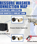 Hourleey pressure washer quick-connect fittings set with M22-14mm to 3/8 in adapters, 2 pieces, with hose and spray gun