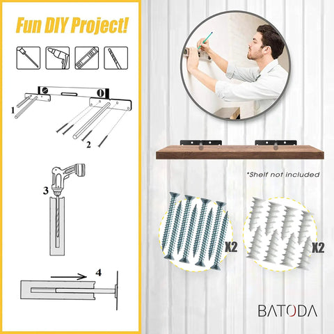 Heavy Duty Eight Inch Floating Shelf Brackets With Hidden Steel Supports Hella Sturdy Pack Of Six Wall Mount Hardware For Modern Home Decor Rock Solid Build No Sweat Install For Stud Or Brick
