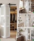Slick Glide Double Bifold Barn Door With Complete Hardware Kit Eases Through Tight Squeezes As Interior Room Divider in closet and kitchen.