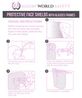 Instructions for using Pink Glasses Frames Safety Face Shields Case Of 200 Ultra Clear Full Face Protection Anti Fog PET Plastic Goggles