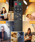 Upgraded 42W 4000LM LED Floor Lamp With Remote And Touch Dimming displayed in various lighting modes for living room and bedroom.