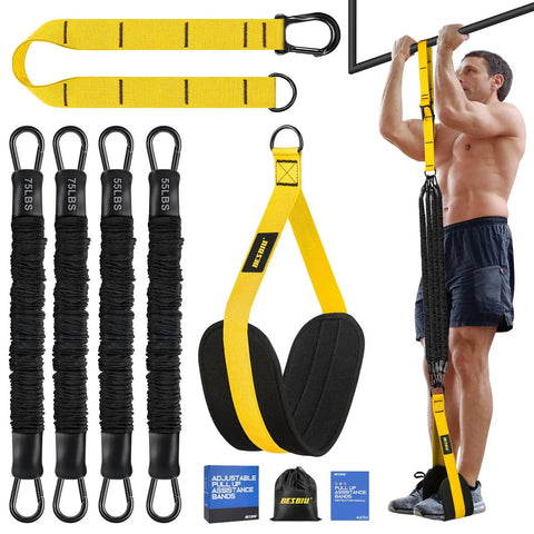 Heavy Duty Pull Up Assistance Bands 260lbs For At Home Workouts With Adjustable Nylon Straps For Door Frame Bars Use