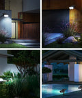 Outdoor Solar Spotlight 16 LEDs IP67 Waterproof Auto On Off Landscape Lights illuminating garden pathways and yard