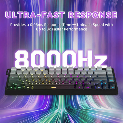 75 Percent Magnetic Gaming Keyboard Packed With 8K Polling Rate And Instant Rapid Trigger For Zero Lag Action Wired RGB Moonlight Build on colorful background.