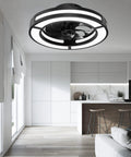 Compact 19 Inch Ceiling Fan With Lights And Smart App Control, Remote Included, Low Profile Flush Mount in modern kitchen