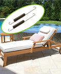 Heavy Duty Eight Inch Locking Tension Spring For Recliners Direct Replacement Part displayed with a recliner by a pool.