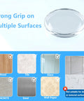 Clear Self Adhesive Door Stoppers For Wall Heavy Duty Gel Bumpers on various surfaces like wood, tile, and glass.