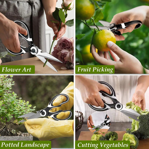 2 Piece Garden Shears And Flower Scissors Set With 2.5mm Thick Stainless Steel Blades, used for flower art and fruit picking.