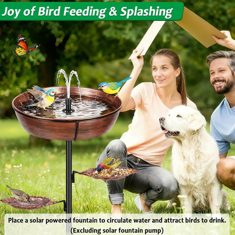 Bronze Metal Bird Bath For Outdoors With Removable Bowl And Heavy Duty Stand Built Tough Rust Proof Garden Feeder And Decor Easy To Install Winter Bird Bath For Yard Weather Resistant with birds and people.