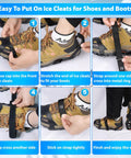 Instructions for fitting Upgraded Ice Cleats For Shoes And Boots With 12 Stainless Steel Spikes No Slip Traction Cleats