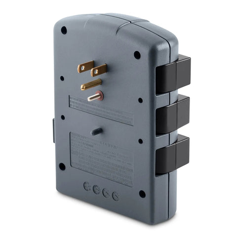 Back view of Six Outlet Pivot Plug Surge Protector With Wall Mount For Desk Setup Charge Phones Laptops Printers And Small Appliances 1080 Joules Pack Of Five Ideal For Home Office Dorm And Student Desktops