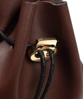 Close-up view of the drawstring and snap closure of the Badass Brown Leather Belt Pouch For Medieval Renaissance And Viking Larp Cosplay.