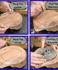 All In One 10 Inch Circle Center Finder Tool With Protractor And Circle Maker For Woodworking And Wood Turning in use on timber