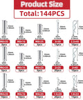 144 Piece Clevis Pin And Cotter Pin Kit With 15 Sizes Zinc Plated Flat Head Pins R Clips Hair Pin Assortment Chart