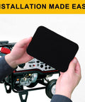 Holding Honda GX270 Generator Air Filter Replacement Fits GP5500 GP6500 GP7500 in front of generator