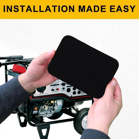 Holding Honda GX270 Generator Air Filter Replacement Fits GP5500 GP6500 GP7500 in front of generator