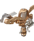 Heavy Duty Brass Impact Sprinkler Head Offering Close And Far Coverage With Dual Nozzles For total lawn protection, detailed view.