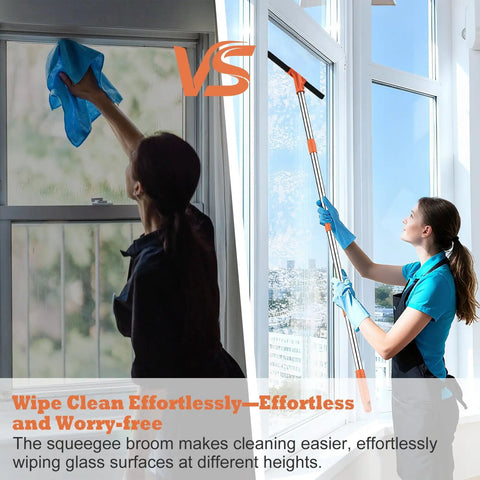 All Purpose 18 Inch Heavy Duty Floor Squeegee With Wear Resistant Rubber Blade And 62 Inch Long Stainless Steel Handle cleaning windows