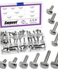 50Pcs T Slot Bolt Kit With 10 Sizes M5 M6 In Stainless Steel Hammer Head Bolts T Bolts Track Bolts And T Track Studs displayed