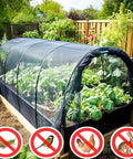 Garden bed covered with Ultrafine 10x13Ft Patio Bug Netting, Heavy Duty UV Resistant Mesh Made From Nanocomposite PP in a backyard garden.