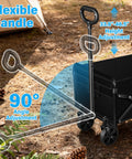 Foldable Collapsible Wagon Cart With Wheels That Holds Up To 360 Lbs Ready To Roll for Grocery Runs Camping Beach Trips Shopping Garden and Sports Heavy Duty 600D Oxford Fabric With PVC Coating showing adjustable handle on outdoor terrain