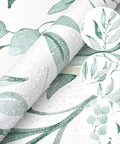 Close-up of Green Leaf Floral Peel and Stick Wallpaper Self Adhesive Wall Covering 17.7 x 394 Inches with watercolor leaves.