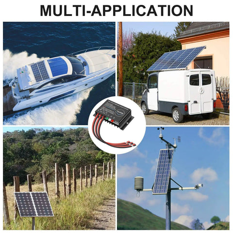 20A 12V 24V IP68 Waterproof PWM Solar Charge Controller for Outdoor Solar Systems usage examples in caravan, boat, fence, tower