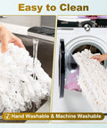 Hand washing and machine washing of Four Pack 36 Inch Universal Dust Mop Heads With Easy Zipper Closure Heavy Duty Replacement Pads.