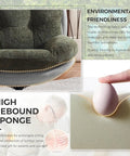 Close-up of Oversized 360 Degree Swivel Accent Chair With Ottoman in Grey, featuring high rebound sponge and eco-friendly material.