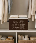 Hella Spacious Foldable Storage Bins With Heavy Duty Handles For Multipurpose Collapsible Home Organization closets with blankets and towels.