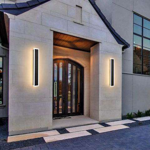 Dope Modern Outdoor Wall Light 23.6 Inch Sconce, 12W 3000K Warm Frosted White Acrylic Exterior Fixture, Waterproof Porch Patio Garage Lighting For Modern Home