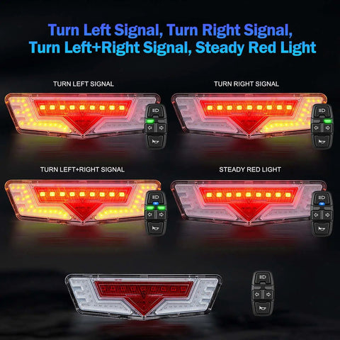 Ride-Ready Electric Bicycle Light Kit with Turn Signals displaying various signal modes with handlebar switch