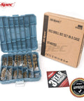 Hi-Spec 99-piece HSS drill bit set in blue case with segmented storage for metal, plastic, wood, drywall (1/16–3/8").