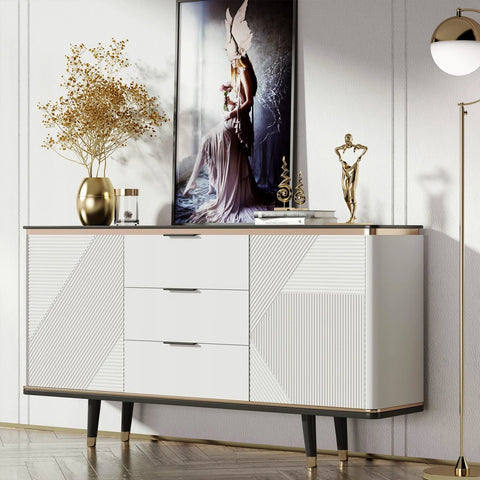 Modern dresser with 10 Pack Black Edge Finger Pull Cabinet Handles 3 Inch Aluminum Alloy Dresser And Drawer Pulls in elegant room.