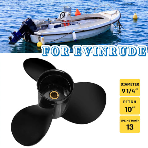 Drop In Nine Point Two Five Inch Diameter Ten Pitch Aluminum Outboard Propeller With Thirteen Spline Right Hand Rotation displayed