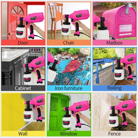 Powerful HVLP Paint Sprayer With Five Copper Nozzles And Three Spray Patterns used on door, chair, mailbox, and more surfaces.