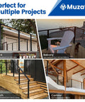 Collage showcasing 16 To 20 Ft Modular Black Cable Railing Kit For Decks With 36 Inch Posts in various settings