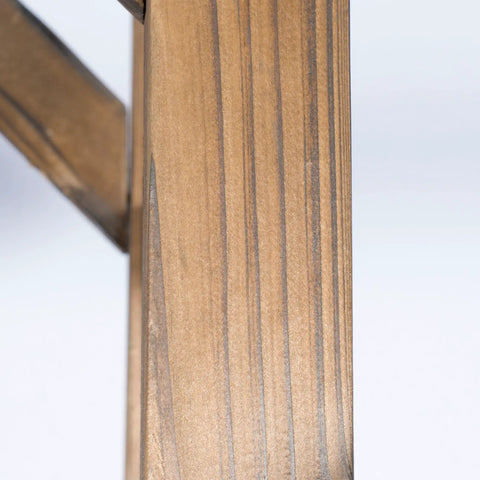 Close-up of carbonized wood texture on the 85-inch garden arbor for weddings, showcasing elegant and sturdy fir wood finish.
