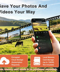 No Fuss Off Grid 4G LTE Cellular Wireless Security Camera For Remote Cabins Ranches And Pastures Straight Synced To Your Phone Without Wi Fi Or Complicated Wiring Setup displayed on smartphone outdoors.