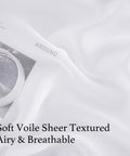 White Sheer Curtains 63 Inch Long For Bedroom And Kids Room, Lightweight Voile Drapes close view of airy and breathable fabric