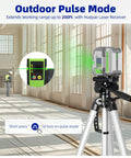Rechargeable Self Leveling Green Laser Level With Outdoor Pulse Mode, 360 Degree Magnetic Bracket, 18 Hour Runtime, Compact Pro Grade Design, Hard Carrying Case Included, Ideal For Indoors Or Outdoors DIY Framing And Installations on tripod