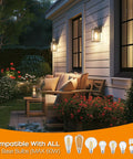 Top Shelf Wall Mounted Exterior Lighting Fixture Featuring Slick Rustproof Housing And No Sweat Weather Sealing For Outdoor Porch Light Sconce Patio Yard Projects illuminating a patio with black wall lamp.