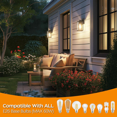 Top Shelf Wall Mounted Exterior Lighting Fixture Featuring Slick Rustproof Housing And No Sweat Weather Sealing For Outdoor Porch Light Sconce Patio Yard Projects illuminating a patio with black wall lamp.