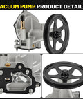 C-Tzu 904-861 brake vacuum pump for GM SUVs; front view with black pulley, side mounting detail, and mounting-area close-up.