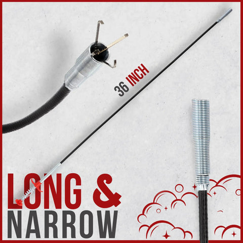 36 Inch Snake Drain Clog Remover With Extendable Flexible Grabber Arm For Hair Snags In Sink Shower And Tub Plus Dryer Vent Cleaner And Long Reach Grabber Tool For Hard To Reach Places