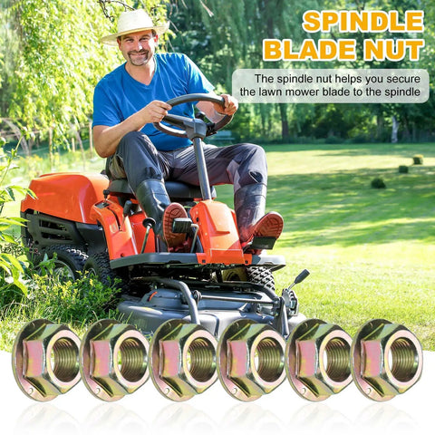 Beefy Hex Flanged Spindle Blade Nut 5/8-18 Thread Set Of 3 Color Galvanized Rustproof for Cub Cadet RZT50 with mower in background