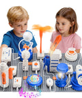Kid Friendly Electronics Kit With 66 DIY Circuit Parts And 1200 Plus Projects Build Hands On Experiments From RGB Lights To Bluetooth Speaker Levitation Spray Module Hand Crank Generator Flying Saucer Gear Safe Fun STEM Learning kids assembling circuit parts