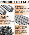 Two 5/8 in OD x 10 in 304 stainless steel tubes; smooth inner surface, rust and corrosion resistant.