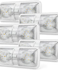 RV Interior LED Ceiling Lights 5 Pack with On Off Switch Double Dome Fixtures 12V Camper Trailer Boat Lighting Natural White 4000 To 4500K 48x5050SMD Energy Efficient 50,000 Hour Life